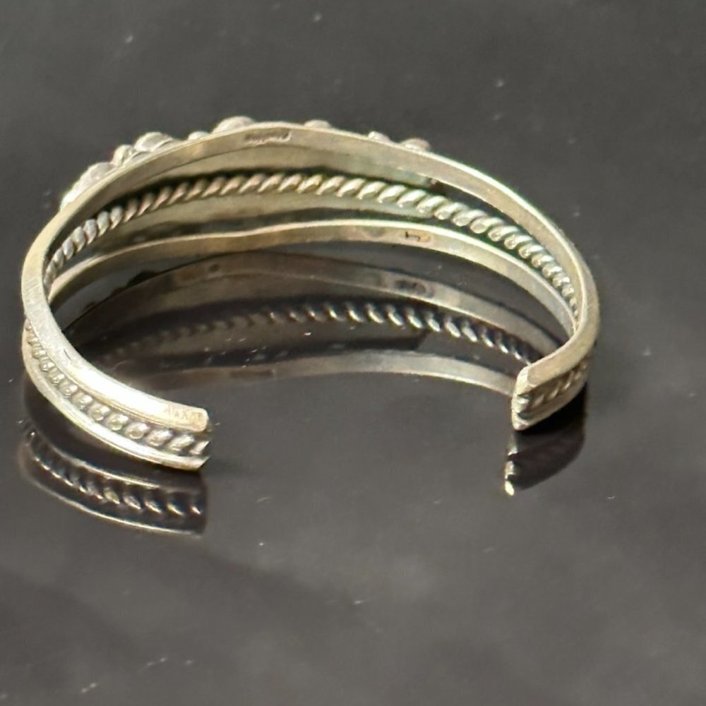 Native American Indian Sterling Silver Genuine Sleeping Beauty Turquoise Cuff - Picture 6 of 9